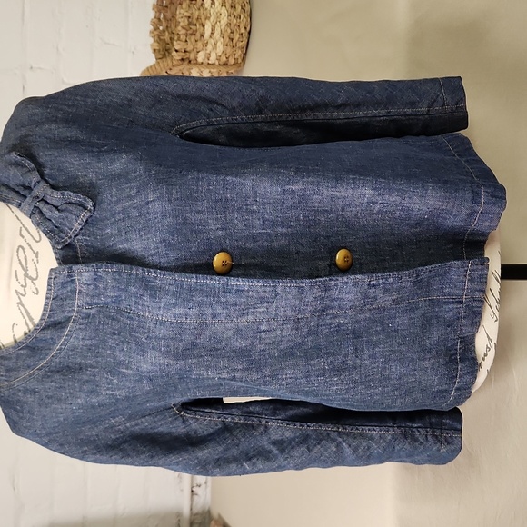 Talbots Jackets & Blazers - Talbots Blue Denim Jacket with Bow Accent SZ 16 Linen